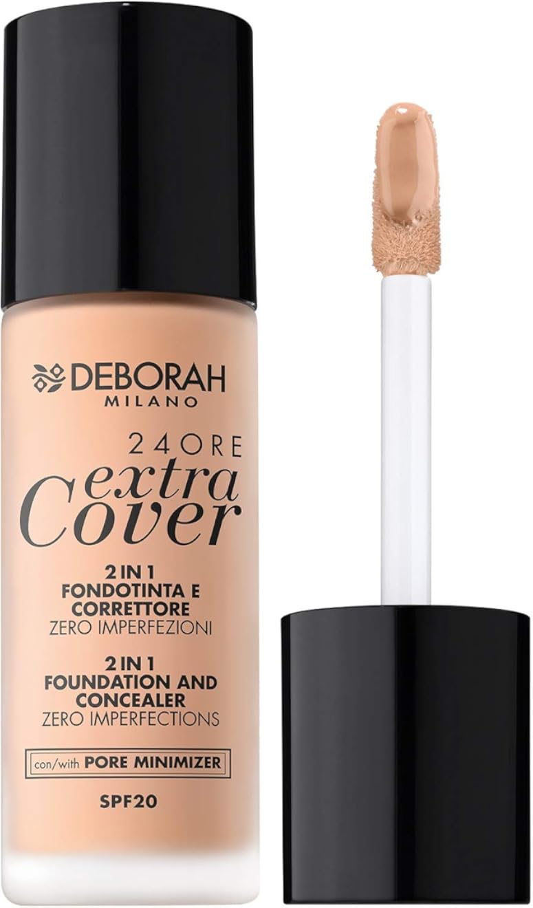 Deborah Milano 24ORE Extra Cover Foundation, 0 Fair Rose, 30 ml