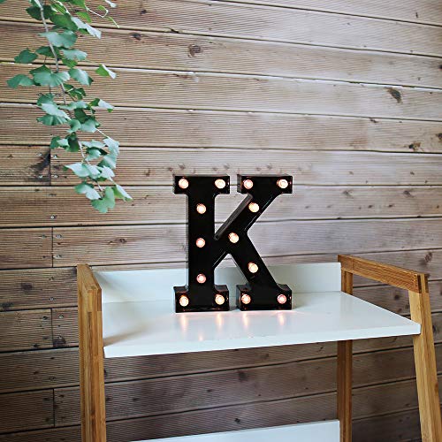 OYCBUZO Light Up Black Alphabet Marquee Letters Sign LED Marquee Number Lights Sign for Night Light Home Bar Christmas Lamp Birthday Party Wedding Decoration K - Image 3