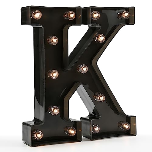 OYCBUZO Light Up Black Alphabet Marquee Letters Sign LED Marquee Number Lights Sign for Night Light Home Bar Christmas Lamp Birthday Party Wedding Decoration K - Image 1