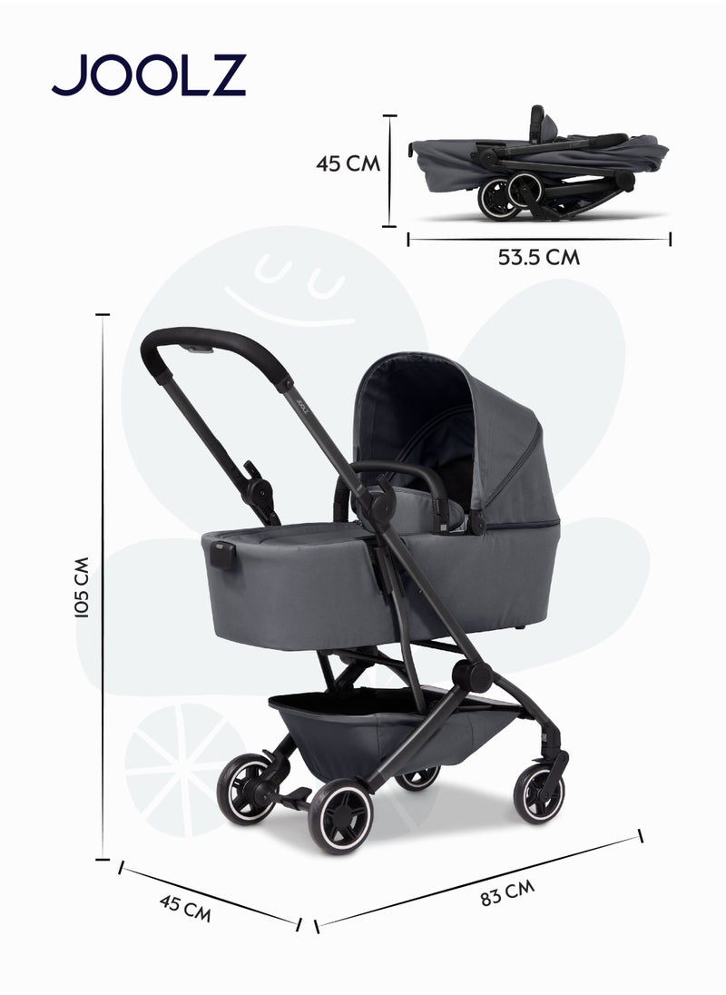 JOOLZ - AER+ Lightweight Compact Travel Stroller – One-Hand Quick Fold, XXL Sun Hood, Adjustable Recline, Ultra Durable, Comfortable & Travel-Friendly – Supports Up to 50 lbs – Stone Grey - Image 1