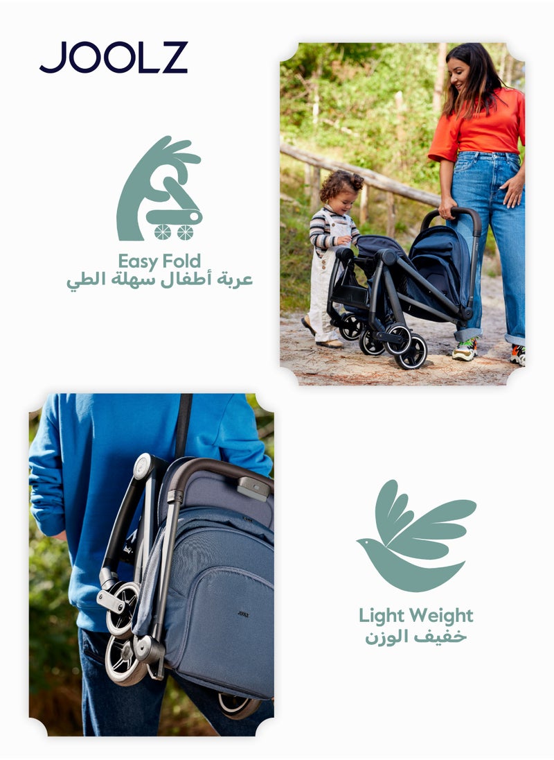 JOOLZ - AER+ Lightweight Compact Travel Stroller – One-Hand Quick Fold, XXL Sun Hood, Adjustable Recline, Ultra Durable, Comfortable & Travel-Friendly – Supports Up to 50 lbs – Stone Grey - Image 1