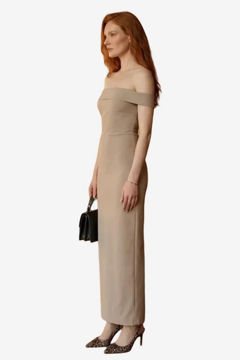 ماي فاشن MY FASHION Off Shoulder Bodycon Maxi Dress with Slit