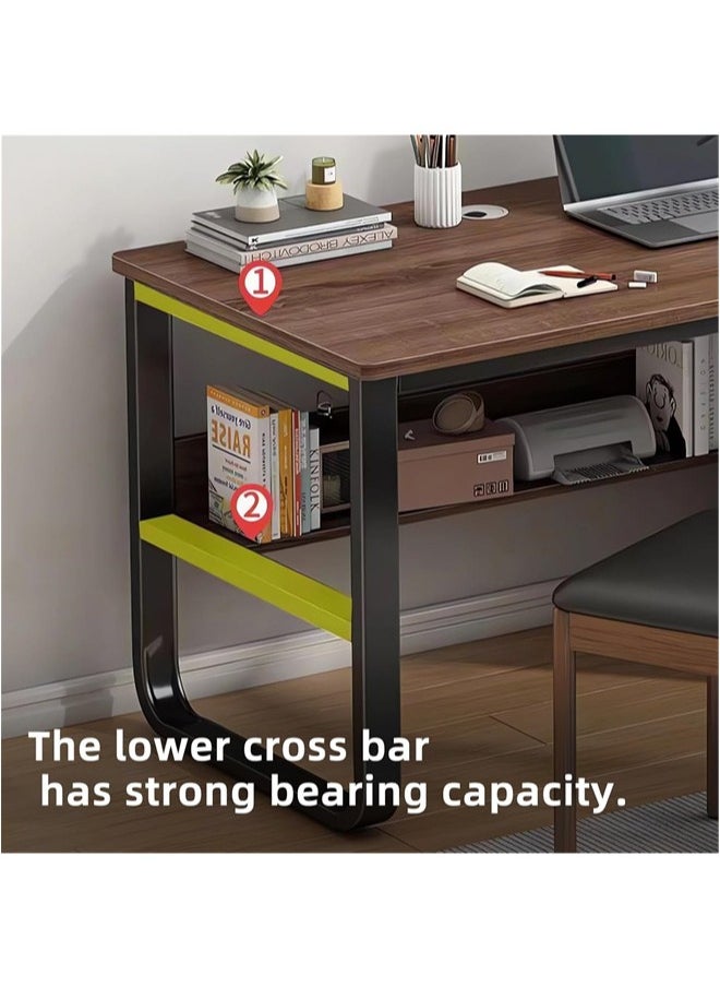 Computer Desk with 3 Drawers 140x50cm Home Office Desks and Industrial PC Desk with Storage Rustic Study Writing Table Workstation for Small Spaces