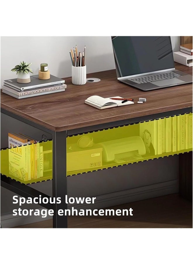 Computer Desk with 3 Drawers 140x50cm Home Office Desks and Industrial PC Desk with Storage Rustic Study Writing Table Workstation for Small Spaces