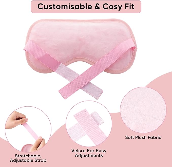 ASAB Cooling Eye Mask Gel Eye Mask with Soft Plush Double Sided Eye Mask for Puffy Eyes Reduces Headache Migraine Sinus Pain Reusable Cold Eye Mask for Hot Cold Use Ice Eye Mask for Dry Eyes Pink - Image 3