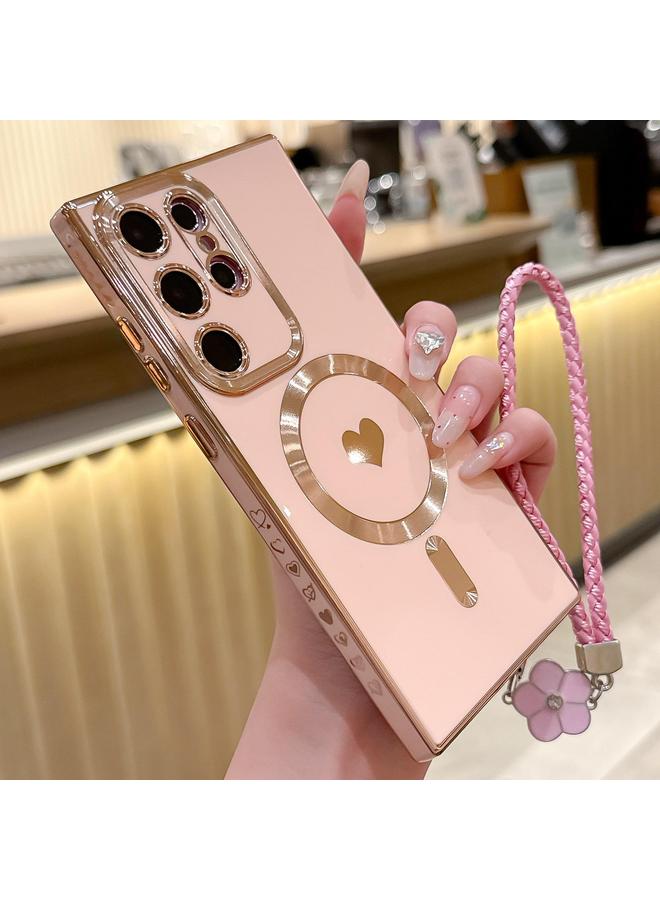 S-TOP Case For Samsung Galaxy S22 Ultra 5G Pupil Side Heart MagSafe Electroplating Phone Case with Lanyard - Image 1