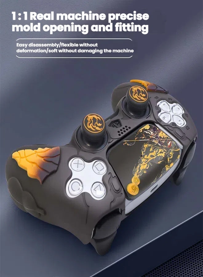 Silicone Controller Protective Case for PS5 Yellow Black Gradient Black Myth Wukong Theme Cool Design - Image 2