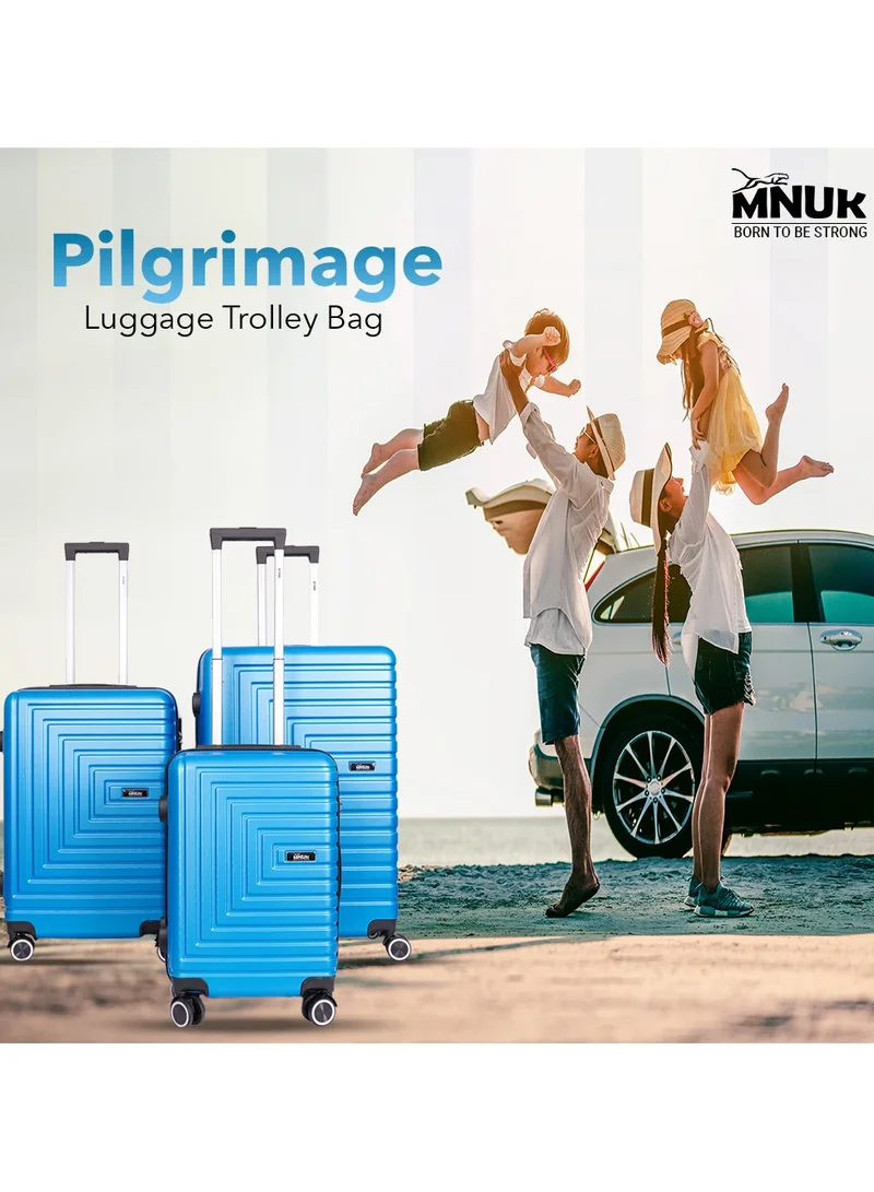 MNUK Pilgrimage Carry-on Luggage | Hardside Soft Handle Trolley with Universal Lock |Double 360° 4 Wheeler| Cabin-20 Inch, Blue