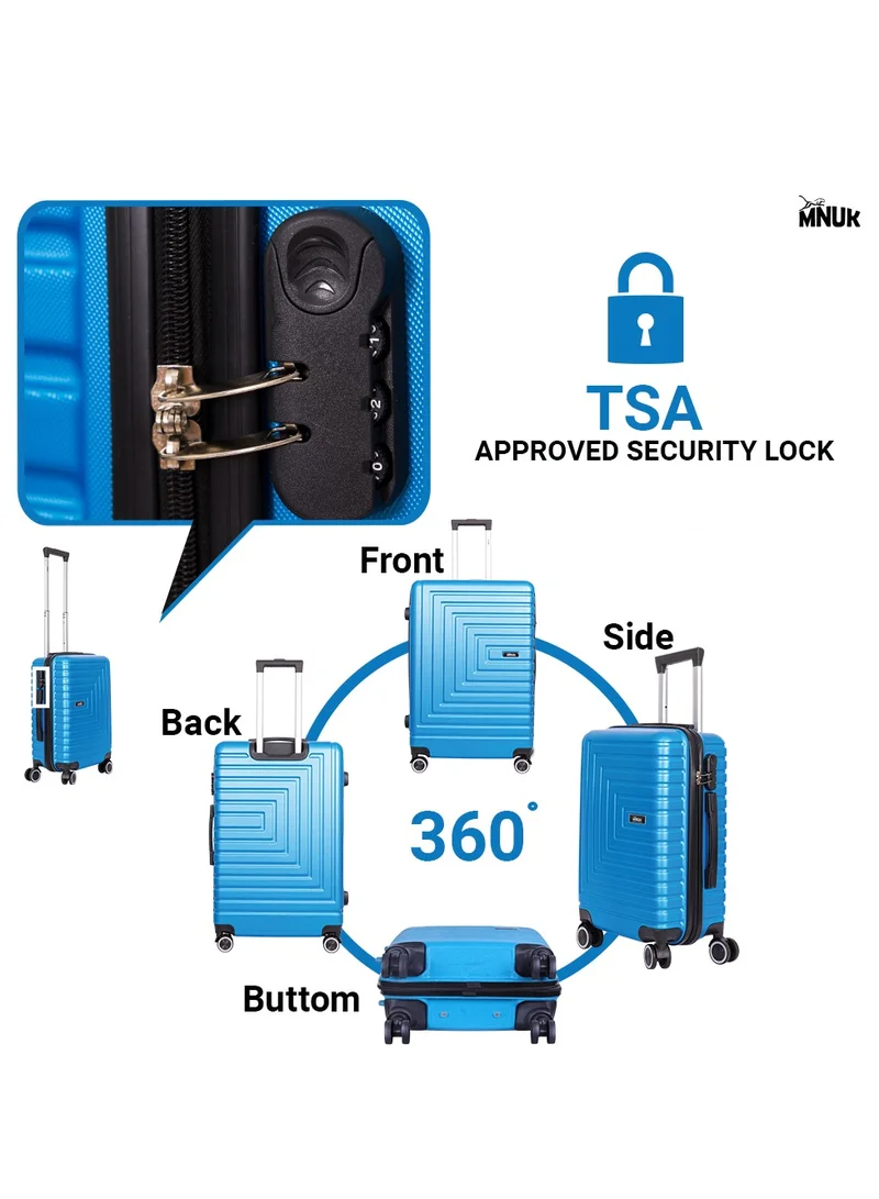 MNUK Pilgrimage Carry-on Luggage | Hardside Soft Handle Trolley with Universal Lock |Double 360° 4 Wheeler| Cabin-20 Inch, Blue