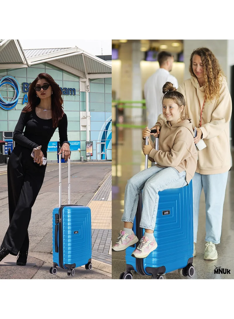 MNUK Pilgrimage Carry-on Luggage | Hardside Soft Handle Trolley with Universal Lock |Double 360° 4 Wheeler| Cabin-20 Inch, Blue