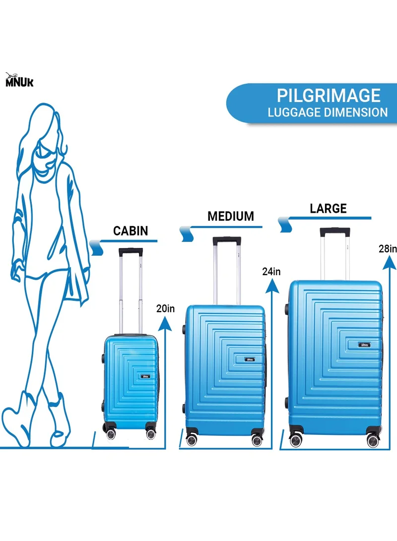 MNUK Pilgrimage Carry-on Luggage | Hardside Soft Handle Trolley with Universal Lock |Double 360° 4 Wheeler| Cabin-20 Inch, Blue