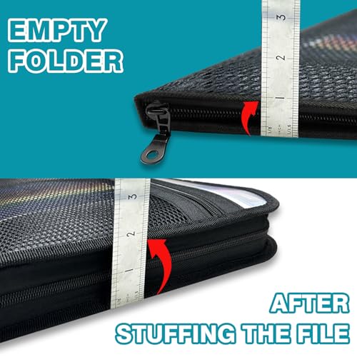 H4D Zippered Accordion File Organizer with Front Mesh Pouch, 13 Pocket Expanding File Folder, Fit for Documents Letter Size A4 Papers, Black - Image 4
