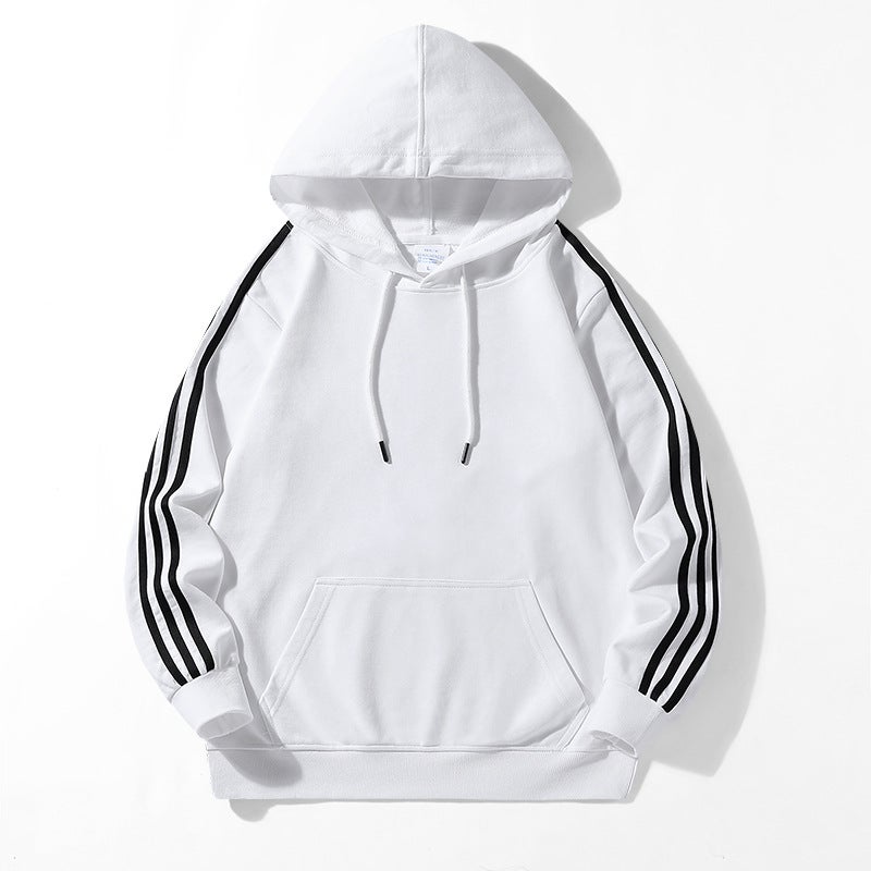 2024 spring new mens sweater pullover three bars hoodie youth autumn clothes coat mens top Red - Image 3