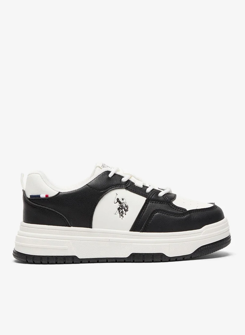 U.S. Polo Assn. White/Black Women's Low-Top Sneakers - Classic Lace-Up Design Shoes, Comfortable Shoes for Everyday Wear for Women | Best Price UAE