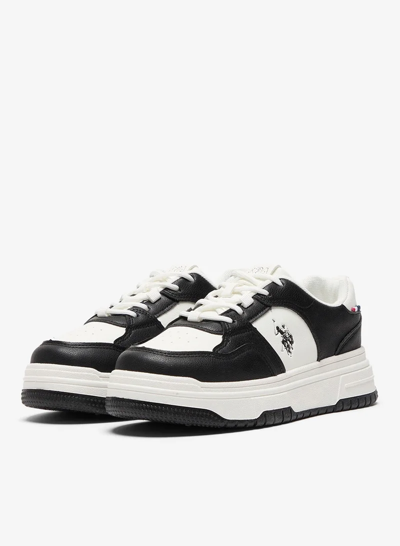 U.S. Polo Assn. White/Black Women's Low-Top Sneakers - Classic Lace-Up Design Shoes, Comfortable Shoes for Everyday Wear for Women | Best Price UAE