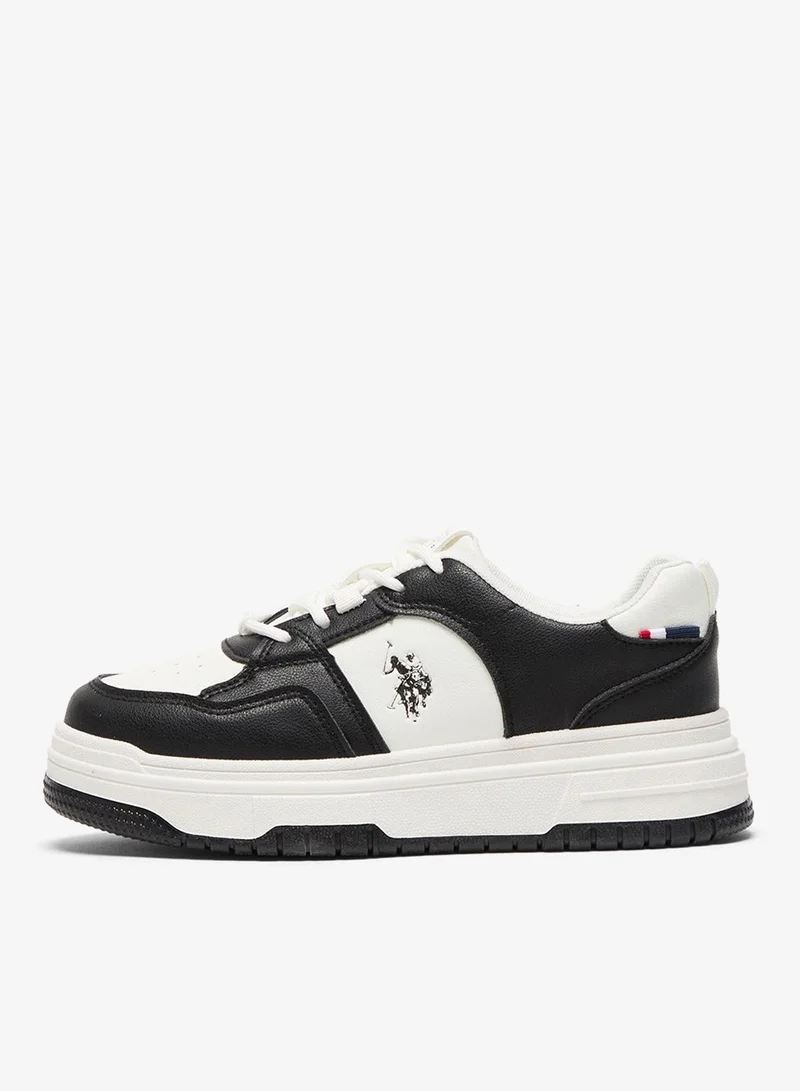U.S. Polo Assn. White/Black Women's Low-Top Sneakers - Classic Lace-Up Design Shoes, Comfortable Shoes for Everyday Wear for Women | Best Price UAE