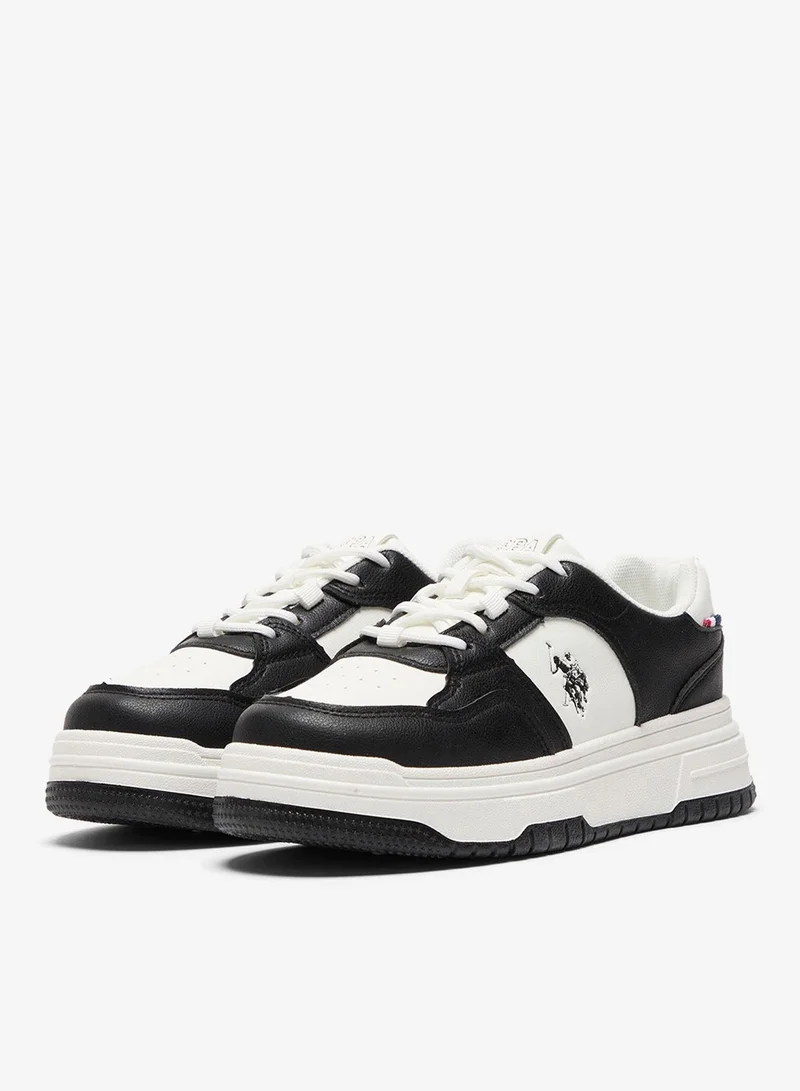 U.S. Polo Assn. White/Black Women's Low-Top Sneakers - Classic Lace-Up Design Shoes, Comfortable Shoes for Everyday Wear for Women | Best Price UAE
