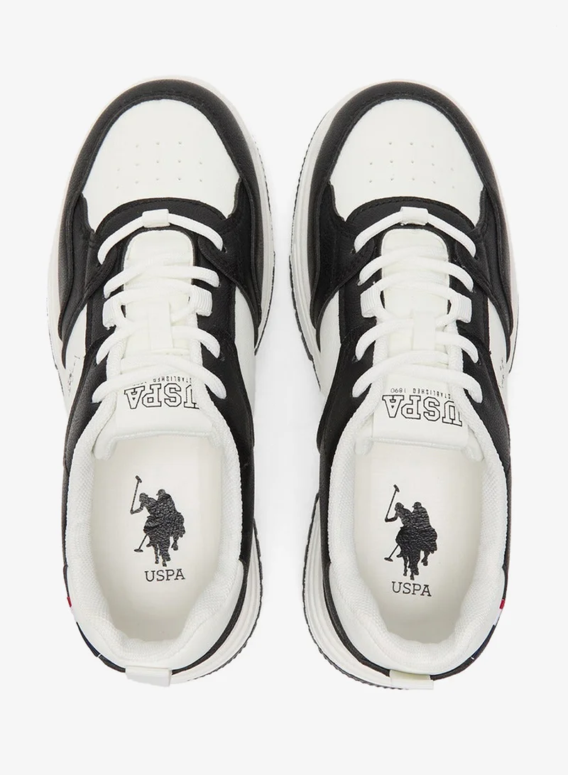 U.S. Polo Assn. White/Black Women's Low-Top Sneakers - Classic Lace-Up Design Shoes, Comfortable Shoes for Everyday Wear for Women | Best Price UAE