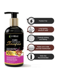 MAXBELLA Keratin Shampoo With Curd & Keratin Protein For Straighter Smoother & Shinier Hair ; Hair Shampoo For Men & Women ; 300Ml Pack  - Image 4