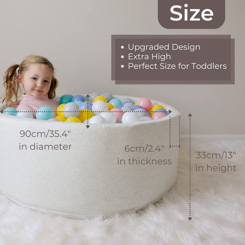 Wonder Space Deluxe Kids Round Ball Pit  Premium Handmade Kiddie Balls Pool  Soft Indoor Nursery Baby Playpen  Ideal Gift Play Toy for Children Toddler Infant Boys & Girls (Champagne) - Image 4