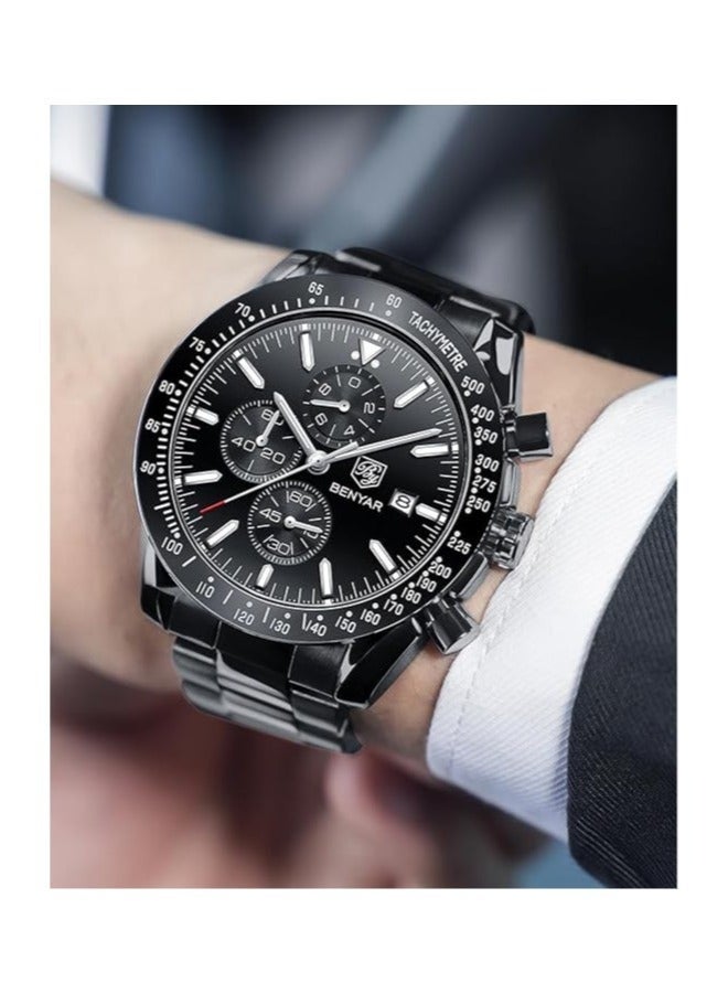 Bukela Mens Watch Waterproof Chronograph Date Watch for Men Stainless Steel Strap Quartz Movement Analog Watch Business Casual Gift for Men - Image 4