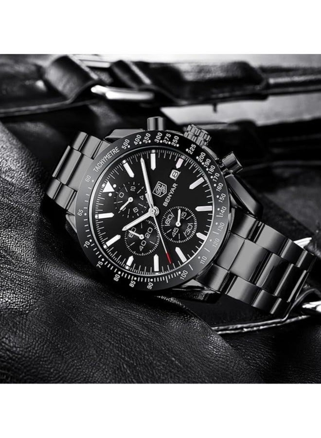 Bukela Mens Watch Waterproof Chronograph Date Watch for Men Stainless Steel Strap Quartz Movement Analog Watch Business Casual Gift for Men - Image 5