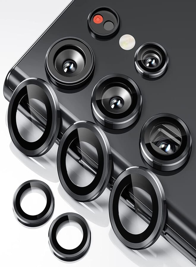 Next Next Store Camera Lens Protector Compatible with Samsung Galaxy S23 Ultra, Ultra-Thin Tempered Glass Scratch Resistant Individual Ring Cover, 9H Hardness, Easy Installation (Black)