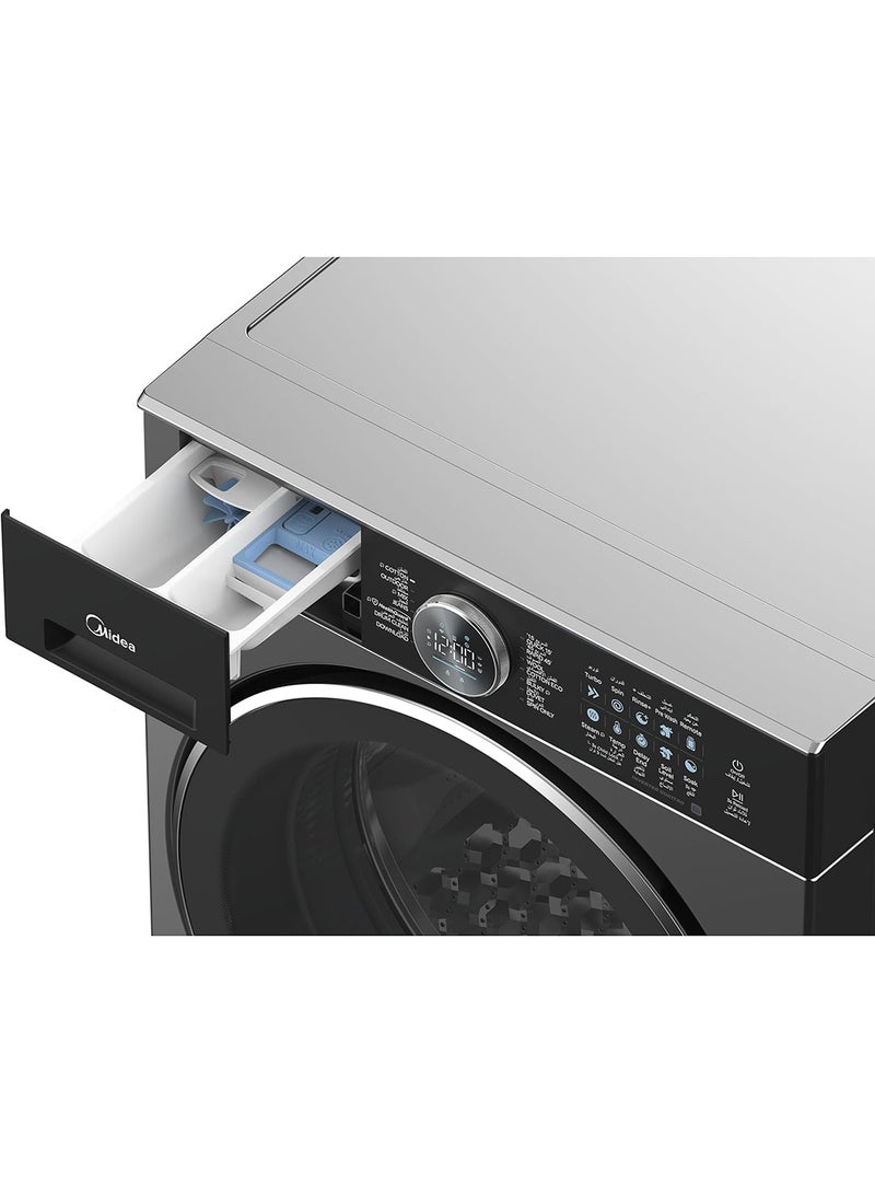 Midea 10KG Front Load, Flat Elegant Design, Washing Machine with Lunar Dial, 1400 RPM, Smart, 14 Programs, Fully Automatic Washer, Digital LED Display, BLDC Inverter, Wi-Fi Connectivity 10 kg MF210W100WB/T-GCC Titanium - Image 5