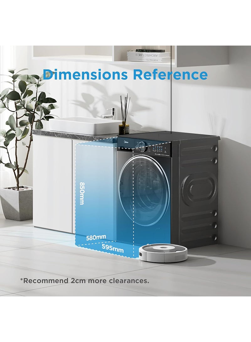 Midea 10KG Front Load, Flat Elegant Design, Washing Machine with Lunar Dial, 1400 RPM, Smart, 14 Programs, Fully Automatic Washer, Digital LED Display, BLDC Inverter, Wi-Fi Connectivity 10 kg MF210W100WB/T-GCC Titanium - Image 4