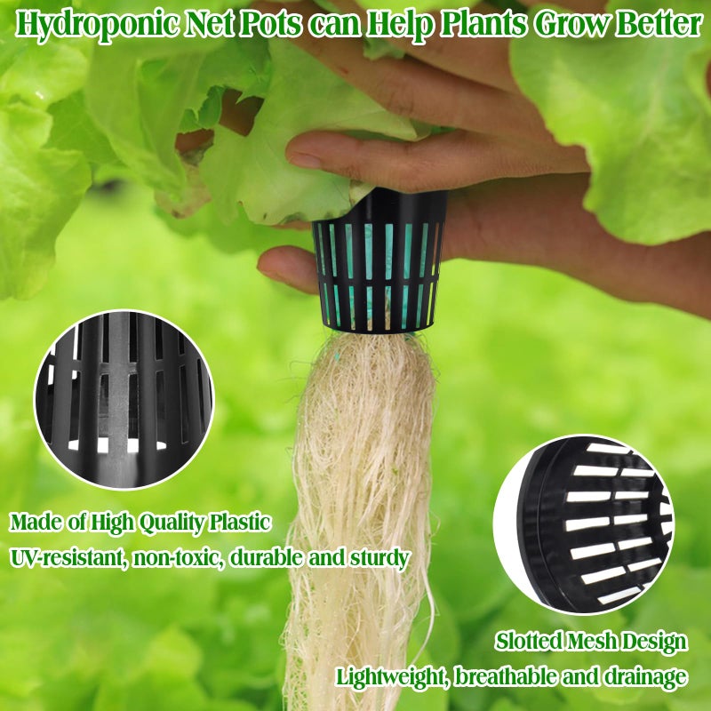 ZeeDix 2 Inch Net Pots for Hydroponics, 50 Pack Mesh Net Cups Hydroponic Baskets Plant Nursery, Reusable Heavy Duty Wide Lip Round Bucket Basket for Plants - Image 5
