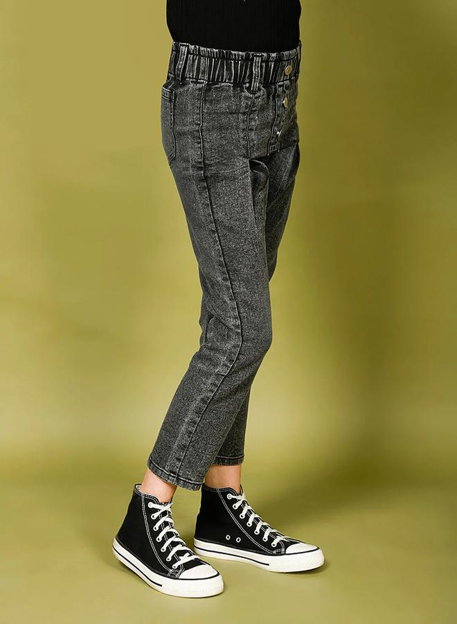 LILPICKS Paper Bag Waist Slim Fit Jeans by Styli - Image 2