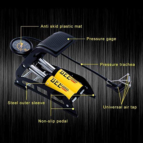 BIRMON Portable Aluminum Double Foot Air Pump 160 PSI High Pressure for Cycle, Bike, Car, Football etc. (Yellow Color - 1 Pcs.) - Image 2