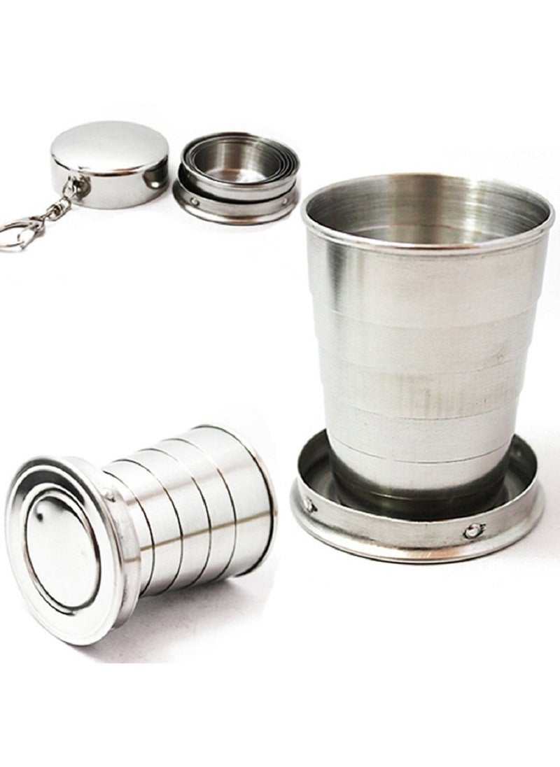 Ekdant EKDANT Folding Stainless Steel Water Glass for Picnic OutdoorIndoor Water Tumbler Cup with Keychain for Lassi Lemonade Juice Milk Cold Drinks Beverage Drinking Tumbler 75ml Pack of 1  - Image 1
