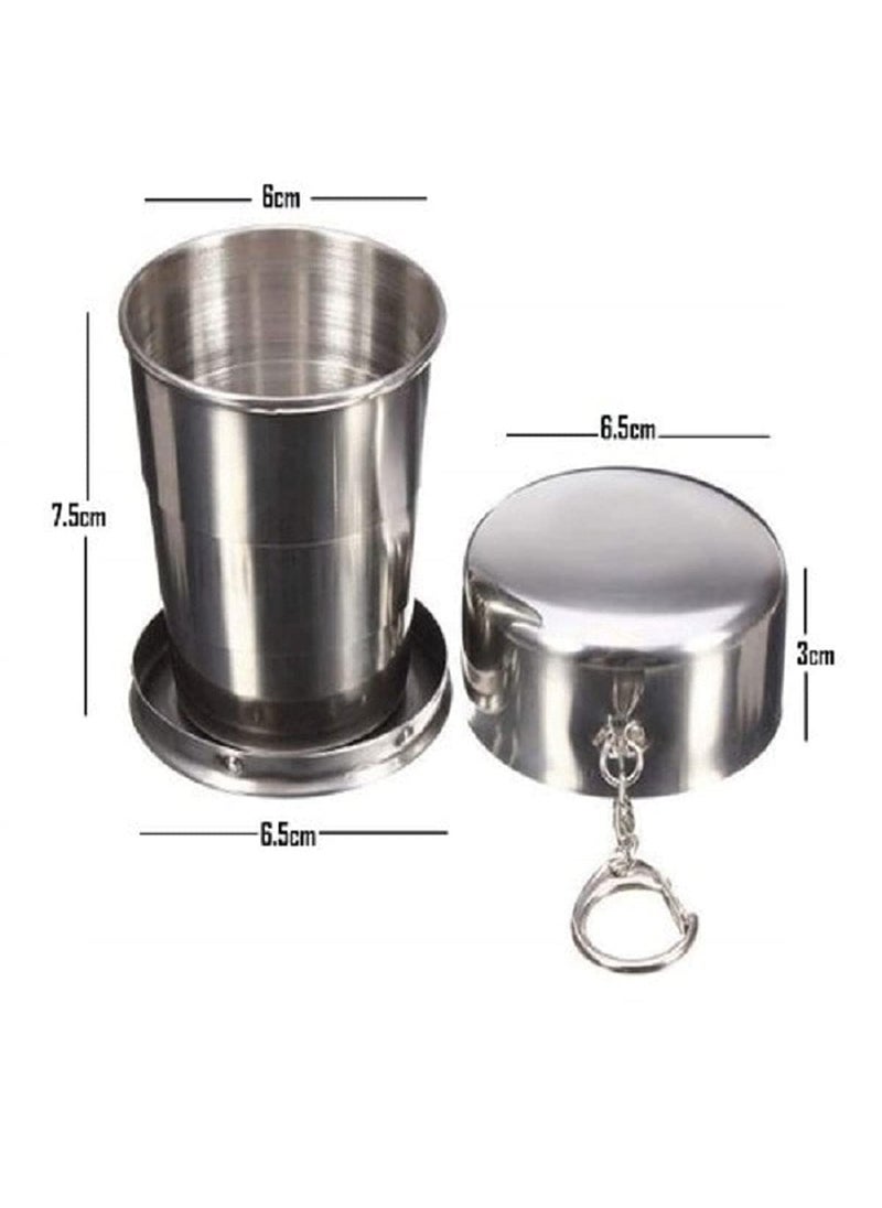 Ekdant EKDANT Folding Stainless Steel Water Glass for Picnic OutdoorIndoor Water Tumbler Cup with Keychain for Lassi Lemonade Juice Milk Cold Drinks Beverage Drinking Tumbler 75ml Pack of 1  - Image 5