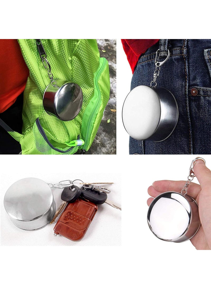 Ekdant EKDANT Folding Stainless Steel Water Glass for Picnic OutdoorIndoor Water Tumbler Cup with Keychain for Lassi Lemonade Juice Milk Cold Drinks Beverage Drinking Tumbler 75ml Pack of 1  - Image 3