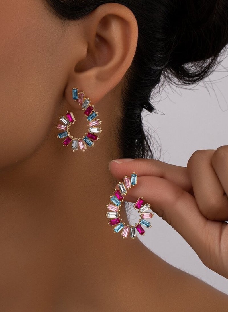 إيكوال حلق أذن نسائي بتصميم أنيق وعالي الجودة مرصع بالزركون - Image 1