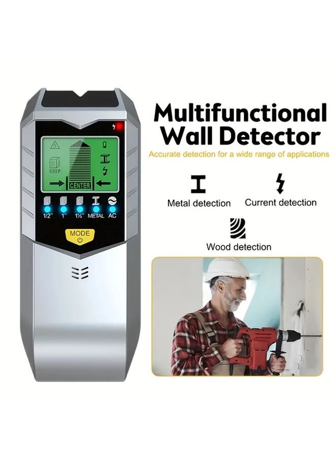 Silvery Stud Finder Wall Scanner 5 In 1 Detector With LCD Display For Wood Metal AC Wire - Image 2