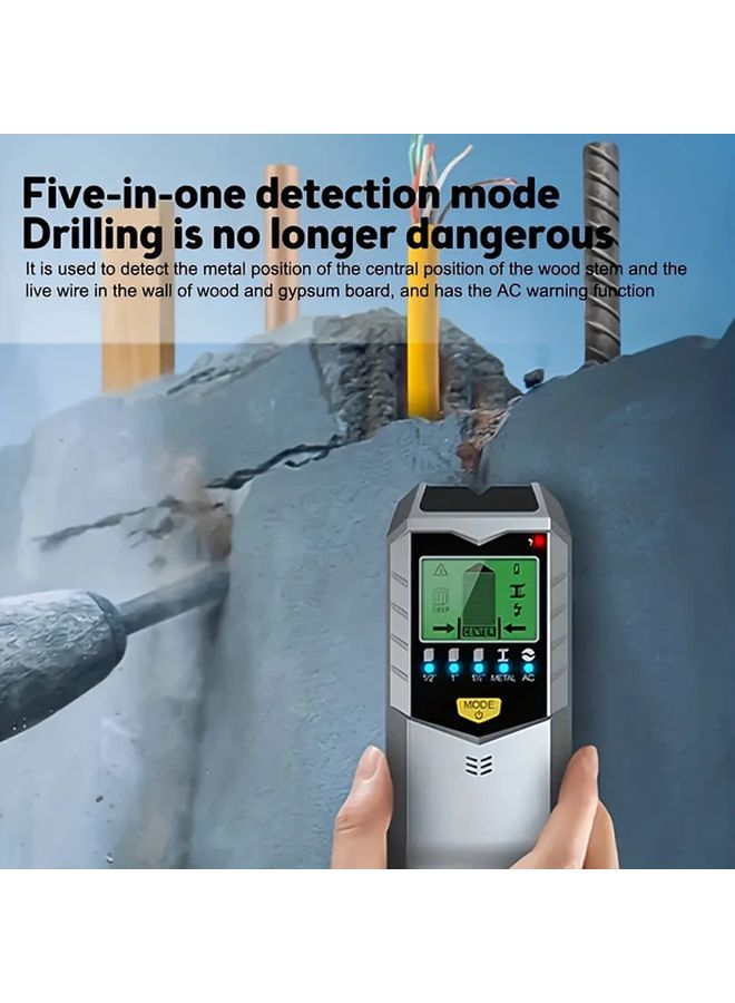 Silvery Stud Finder Wall Scanner 5 In 1 Detector With LCD Display For Wood Metal AC Wire - Image 4