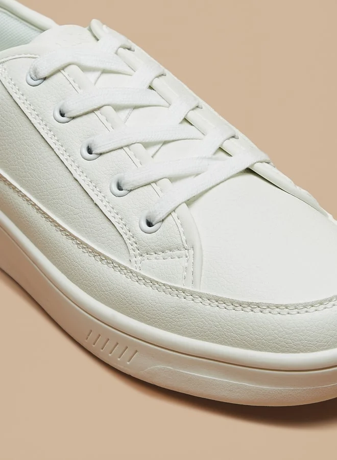 ميسي Missy Monotone Low Ankle Sneakers with Lace-Up Closure
