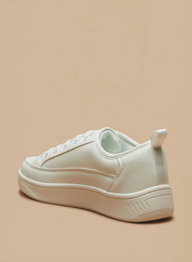ميسي Missy Monotone Low Ankle Sneakers with Lace-Up Closure