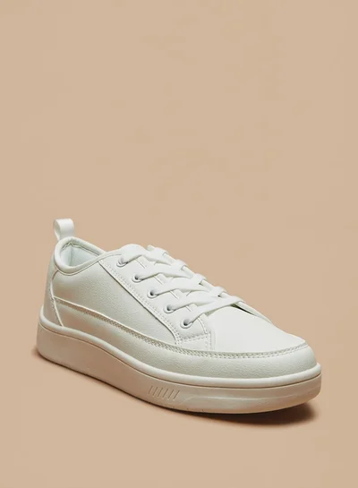 MISSY Missy Monotone Low Ankle Sneakers with Lace-Up Closure