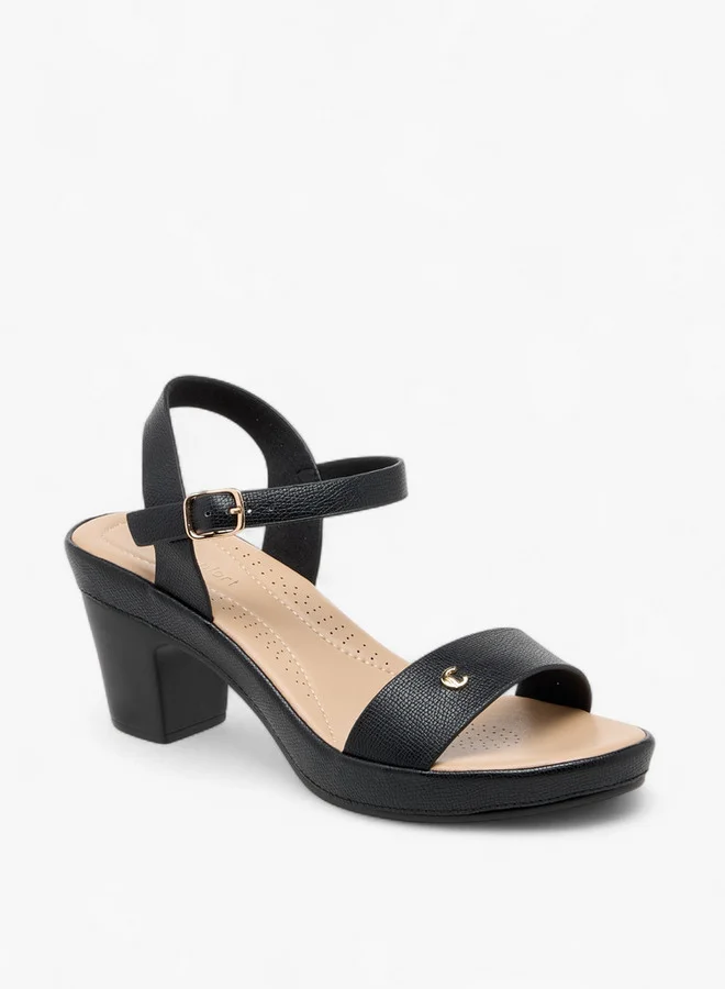 لو كونفورت Women's Textured Comfort Sandals with Block Heel