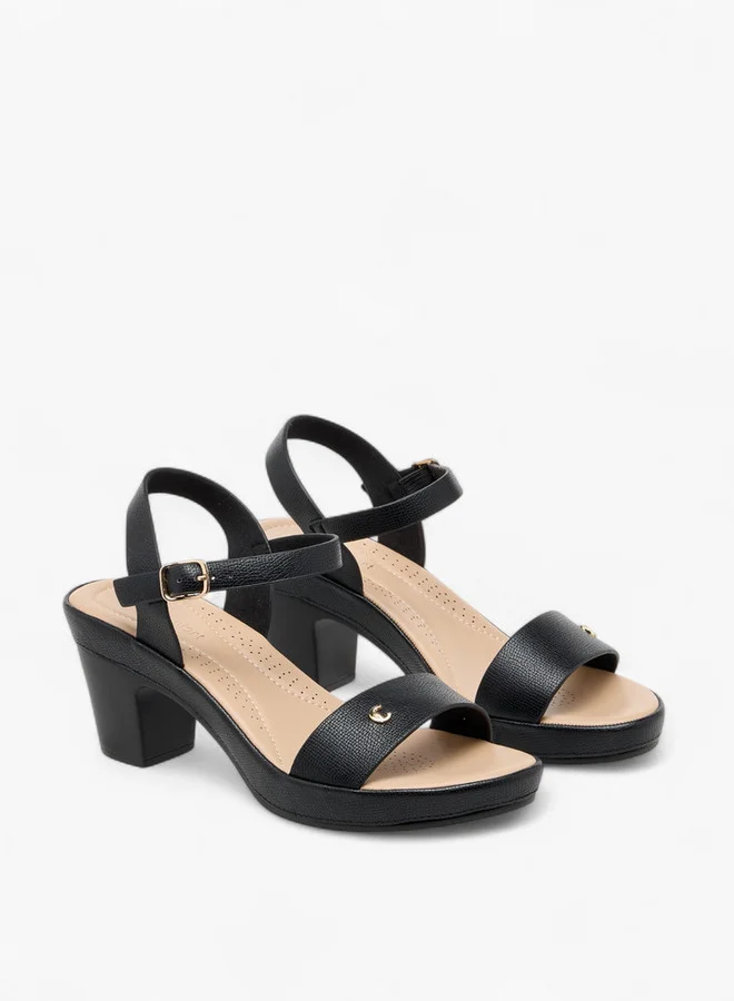 لو كونفورت Women's Textured Comfort Sandals with Block Heel