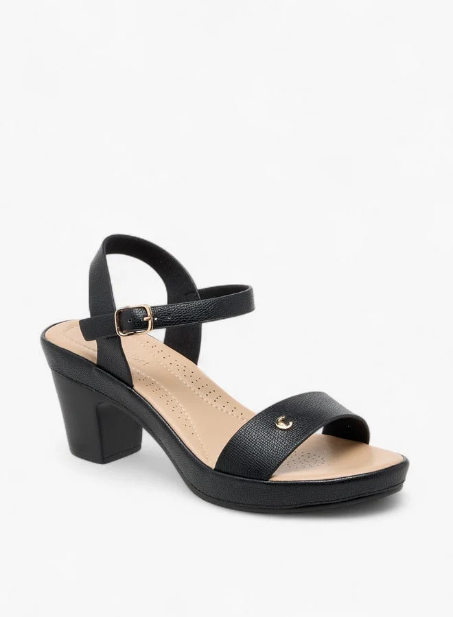 لو كونفورت صنادل نسائية مريحة بكعب عريض بتصميم بارز