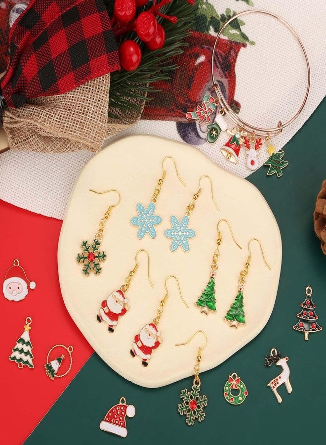 Acejoz 100Pcs 50 Pairs Christmas Charms for Jewelry Making and Bracelets, Gold Enamel Jewelry Pendants for Xmas Earring Bracelet Necklace Craft Making - Image 4