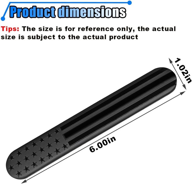 LHDOS 2PCS USA American Flag Emblem Car Sticker, 6"x 1" 3D Adhesive Patriotic Car Decal Auto Fenders Emblem, Universal Metal Badge Emblem Car Body Decoration Sticker for Car Bumper Window (Black) Multi-purpose fine material - Image 2