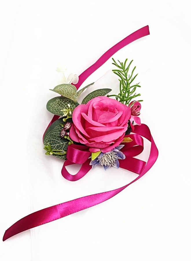 DESUNESS Prom Calla LilyRose Corsage and Boutonniere Set Artificial Rose Wedding Corsage Flowers Prom Party Suit Decoration (Pink) - Image 2