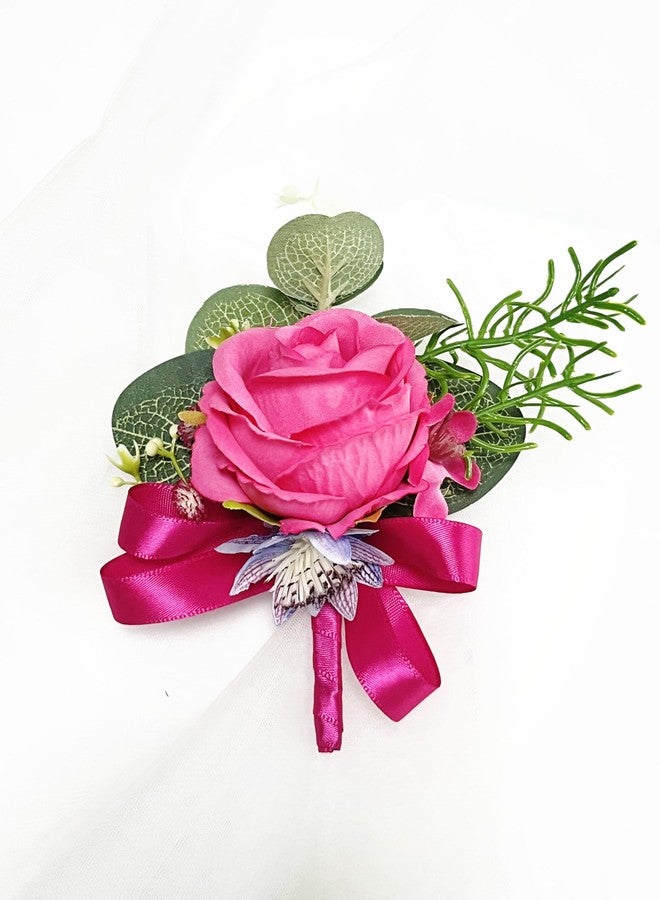 DESUNESS Prom Calla LilyRose Corsage and Boutonniere Set Artificial Rose Wedding Corsage Flowers Prom Party Suit Decoration (Pink) - Image 3