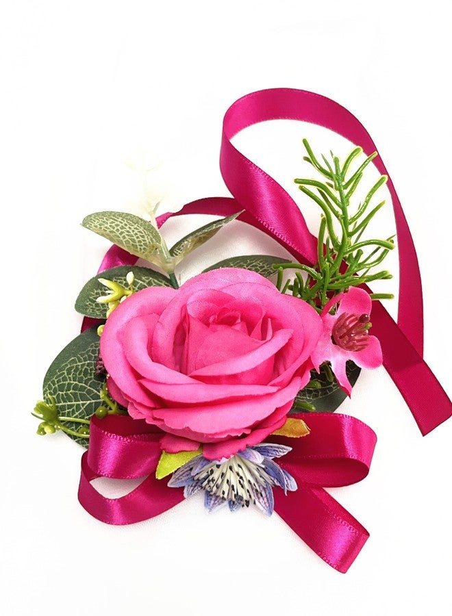 DESUNESS Prom Calla LilyRose Corsage and Boutonniere Set Artificial Rose Wedding Corsage Flowers Prom Party Suit Decoration (Pink) - Image 5