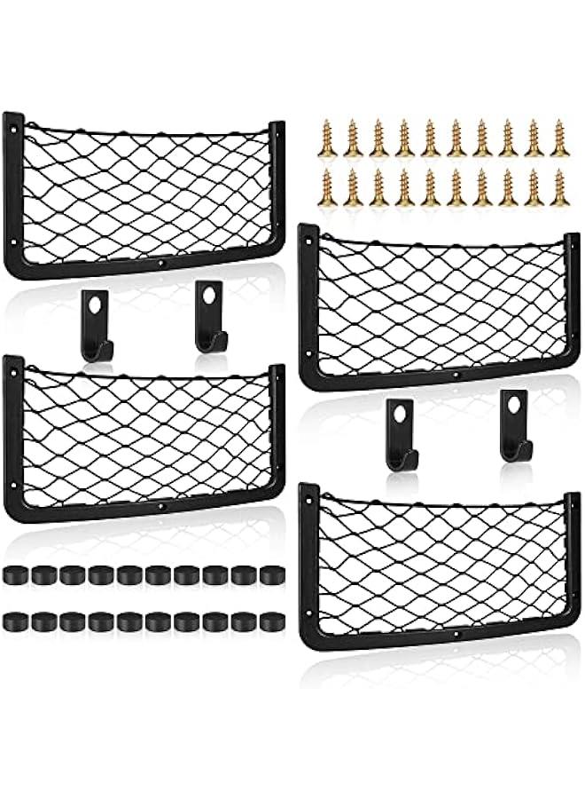 4PCS Frame Car Storage Cargo Net Bag, ABS Plastic Framed Automotive Organizer with Mesh Net Pocket and Screws for Vehicle Use (14.37 × 7.28 in) - Image 1